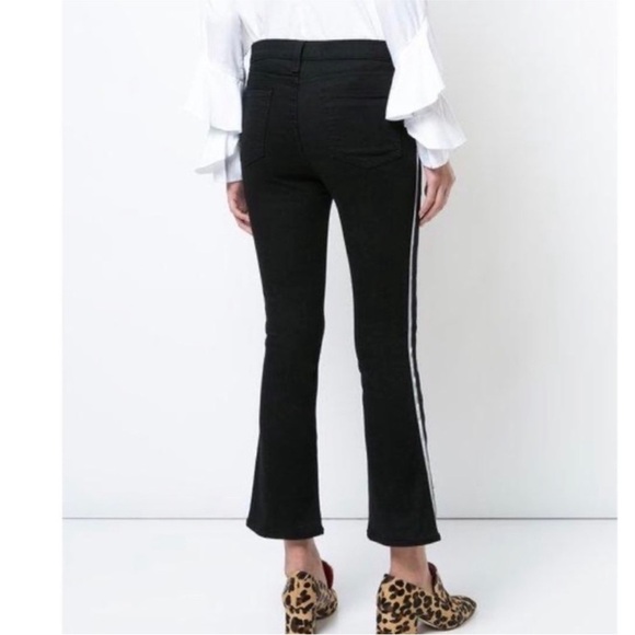 Veronica Beard Carolyn Baby Boot Cropped Jeans W/ Tux Stripes In Raven - Picture 5 of 16